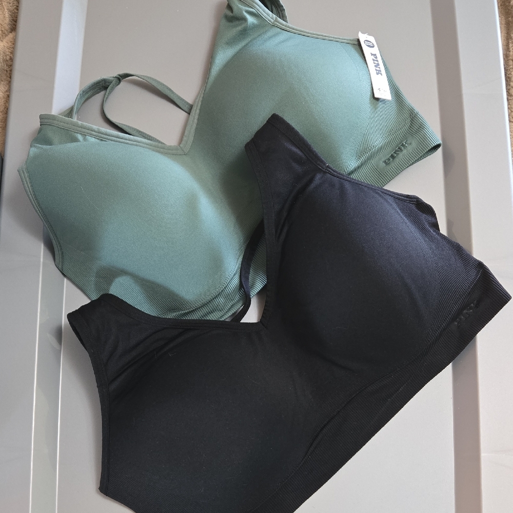 Pink Black and Green Seamless Sports Bras Size XL NWT